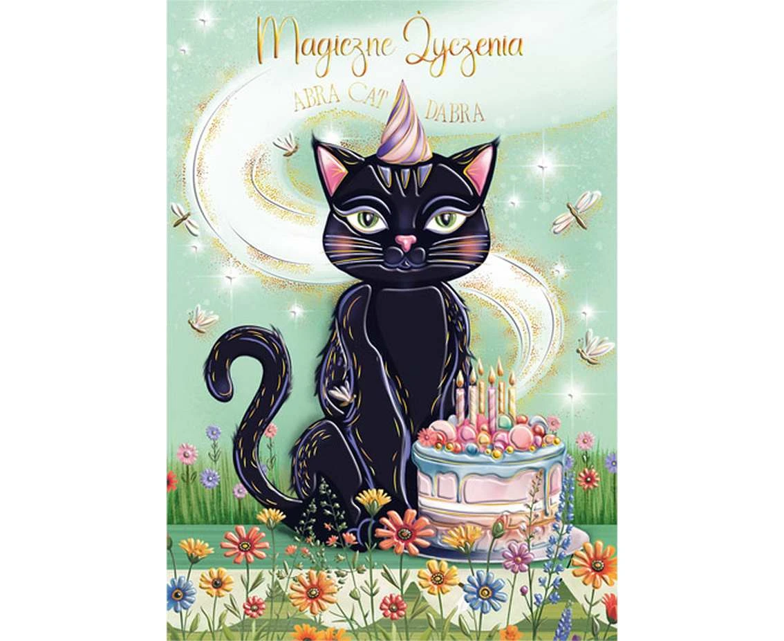 Greeting card a5 witch cat, 1 pc.